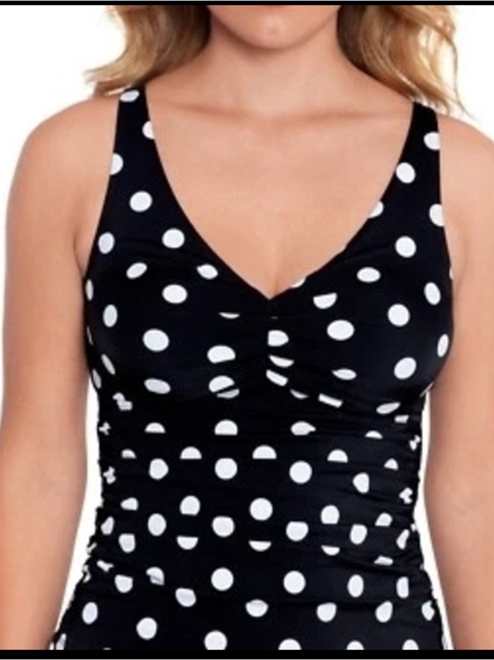 Swim Solutions Black White Polka Dot Tankini Top Size 8 Tummy Control NWT - Picture 8 of 8